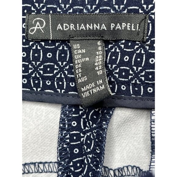 Adrianna Papell Blue White Geometric Straight Leg Work Pants Size 6 - Picture 3 of 8